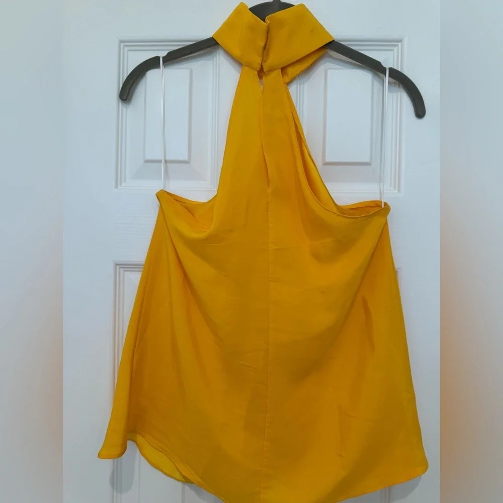 A1. Amanda Uprichard 100% Silk Halter Sleeveless Yellow Blouse - Picture 7 of 7